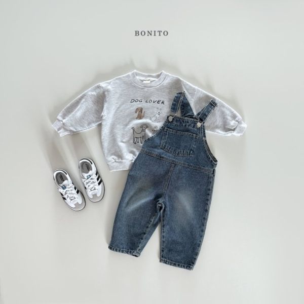 百搭牛仔碎花背帶褲 