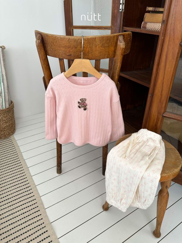 羅紋針織小熊長袖上衣 