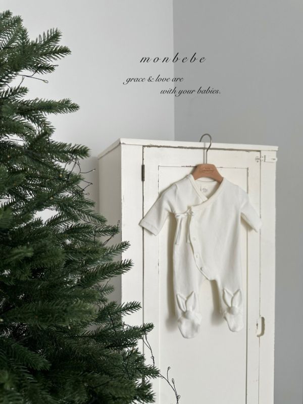 小兔兔毛球寶寶踩腳連身服(帽另售) Monbebe Korea,monbebe,laurababy,蘿拉衣櫥,仙女媽咪親子裝