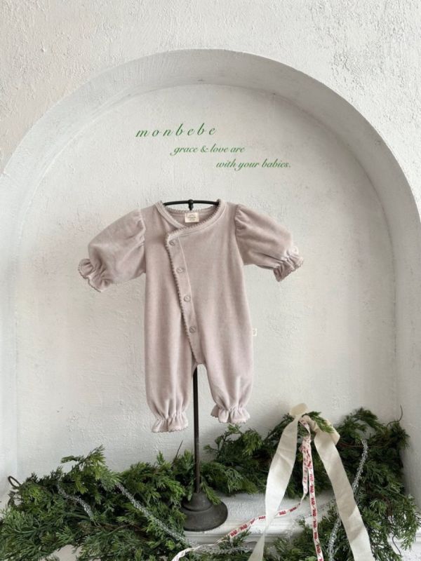 斜襟小牙邊寶寶連身衣 