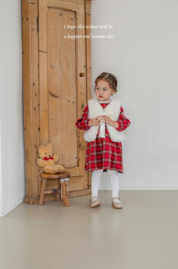 英倫復古紅格紋洋裝 包屁衣 