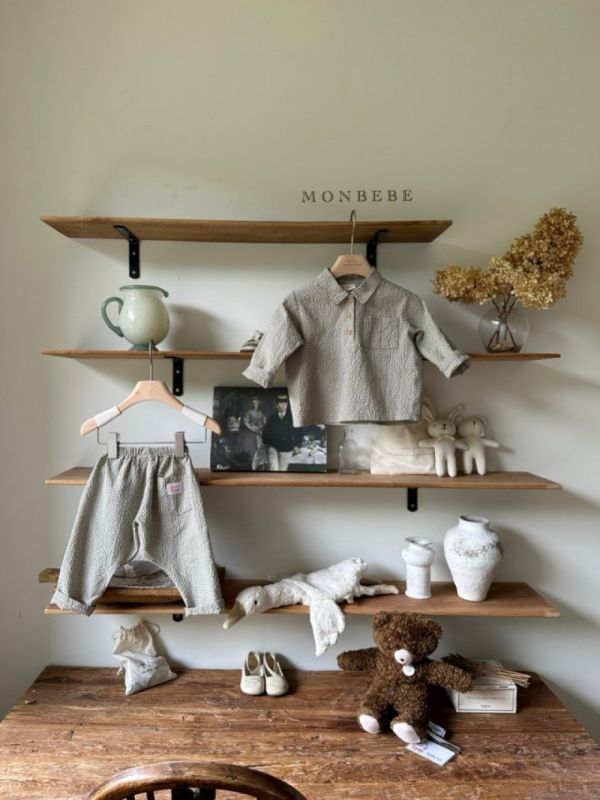 格紋反摺設計休閒長褲 