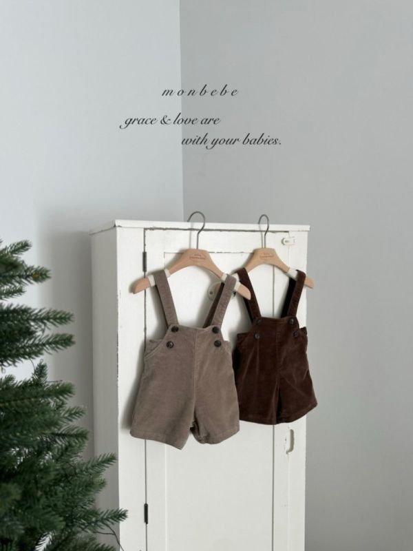 復古小工匠質感燈芯絨吊帶短褲 