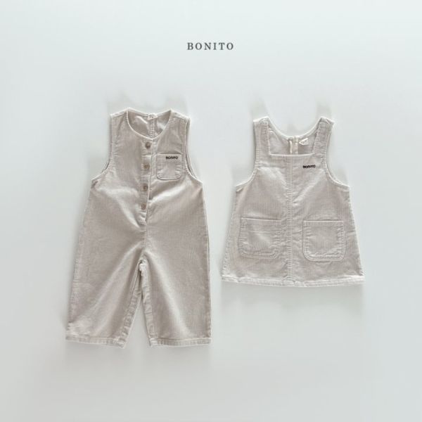 燈芯絨口袋背心裙 姊妹裝 