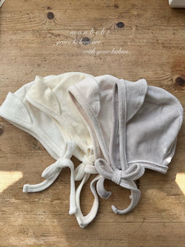 寶寶綁帶棉絨軟帽 