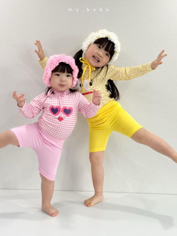 夏日表情寶貝 兩件式長袖防曬游泳服 