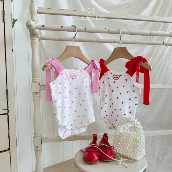 現貨 Bebe-綁帶蝴蝶結愛心包屁衣 姊妹裝 