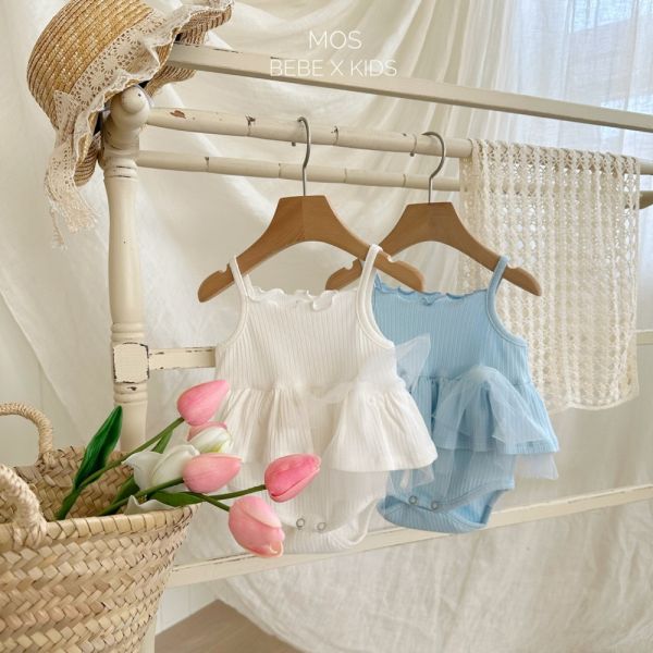 現貨 Bebe-卷邊層次舞裙包屁衣 姊妹裝 