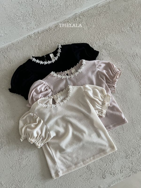 小花領公主泡泡袖上衣 姊妹裝 