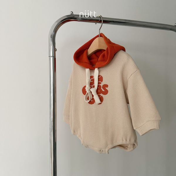 刺繡華夫格連帽T恤包屁衣 