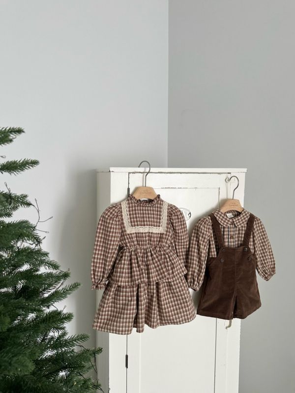 小童款 法式格紋洋裝 