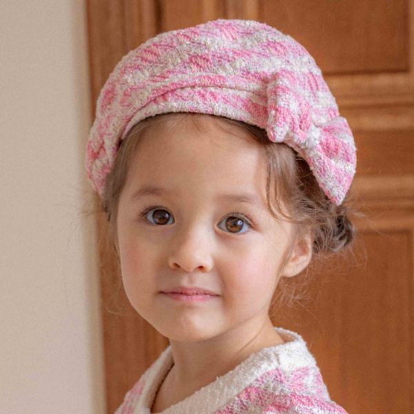 Bebe-格紋蝴蝶結貝雷帽 可成套搭配 