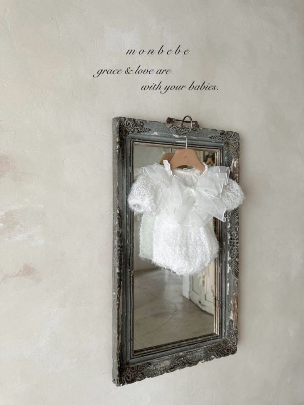 透紗蝴蝶結雪絨包屁衣 monbebe Korea,monbebe,monbebe代購童裝