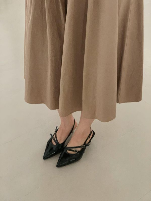 法式尖頭交叉設計感細跟鞋 粗跟鞋 