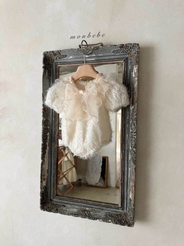 透紗蝴蝶結雪絨包屁衣 monbebe Korea,monbebe,monbebe代購童裝