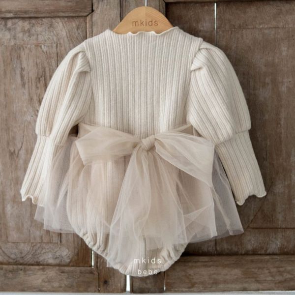 氣質捲邊蝴蝶結紗裙 