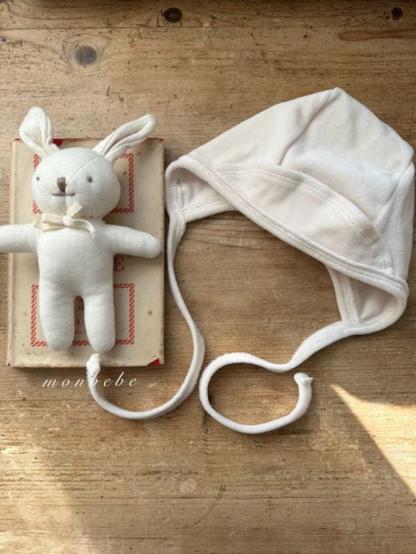 寶寶綁帶棉絨軟帽 