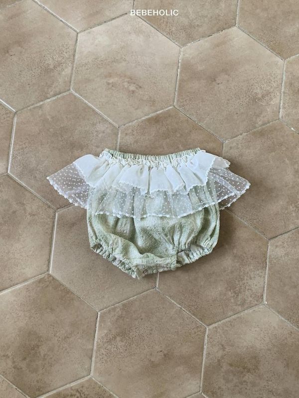 小精靈雪點蕾絲層次蛋糕紗包屁褲 Bebe holic Korea,韓國童裝,韓國Bebe holic,奶茶系寶寶,女寶穿搭,寶寶包屁褲裙