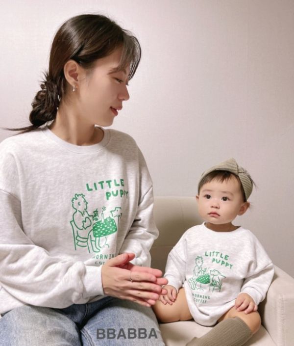 LITTLE PUPPY 可愛親子裝 長袖衛衣 親子裝,BBABBA,大學T,韓國童裝,BBABBA Korea