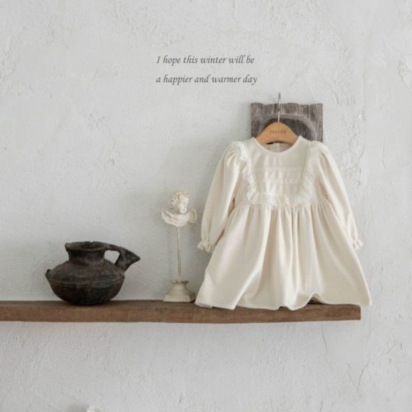 溫柔絲絨法式連衣裙 M kids Korea,laurababy,韓國童裝,聖誕節洋裝,新年