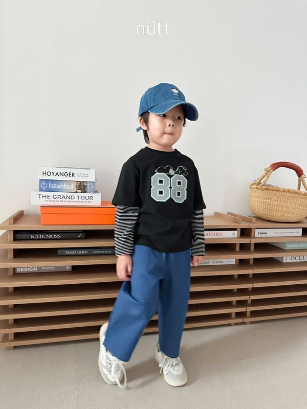 史努比條紋假兩件長袖上衣 