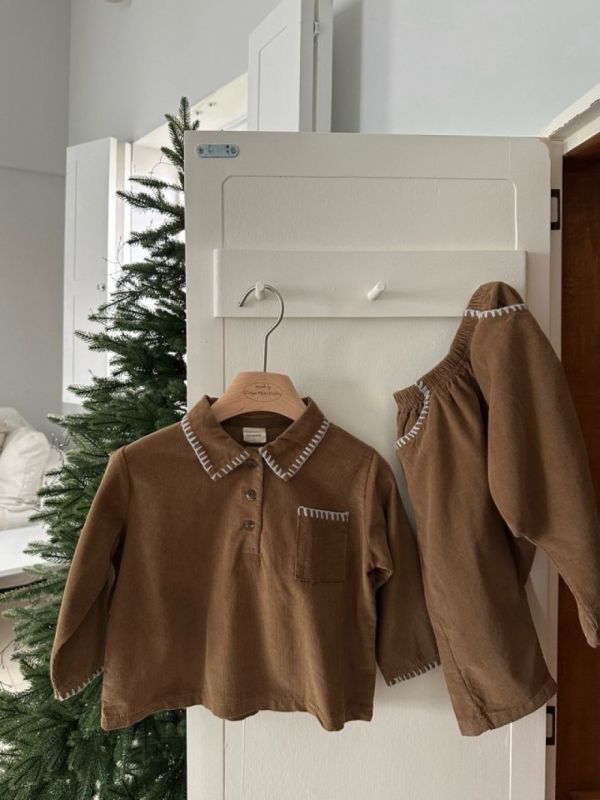 路易斯法式考邊棉質長袖上衣 