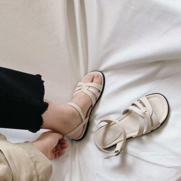 親子系列 交叉編織真皮質感涼鞋 親子鞋,正韓,韓國童鞋,韓國親子