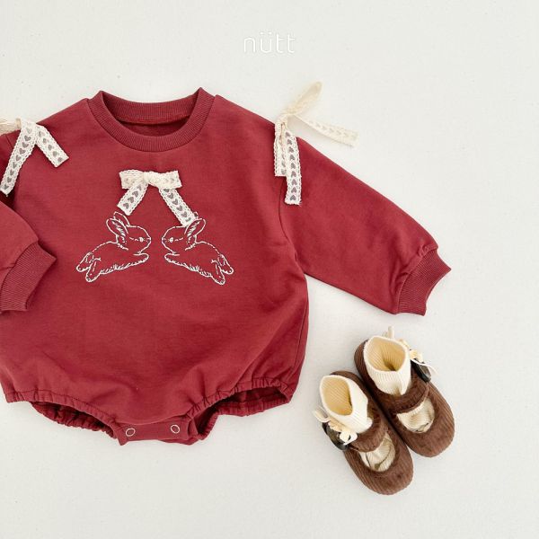 小兔子刺繡蕾絲蝴蝶結長袖包屁衣 姊妹裝 