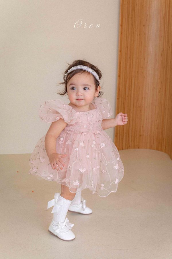 Bebe 童話公主玫瑰刺繡紗裙寶寶套裝 