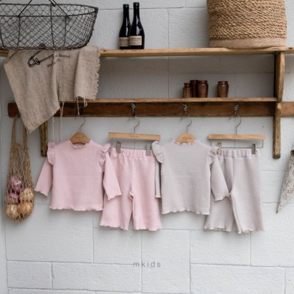 木耳邊羅紋棉居家套裝 