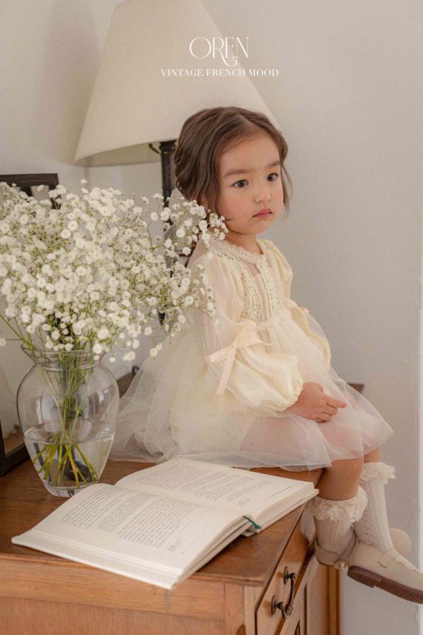 典雅透紗絲帶小洋裝 姊妹裝 