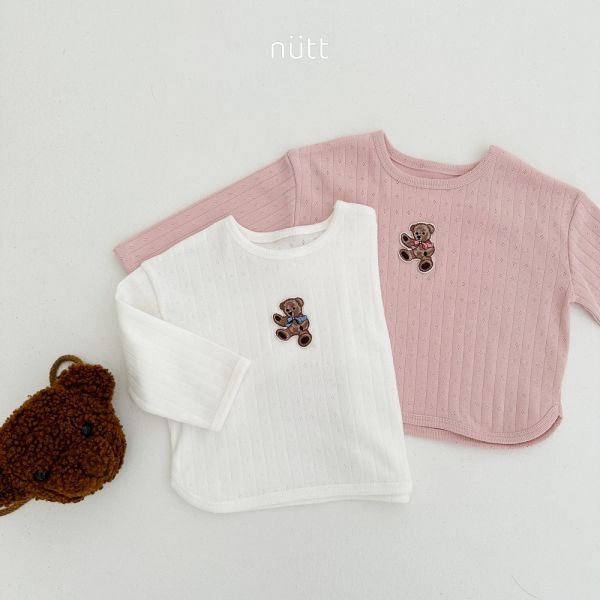 羅紋針織小熊長袖上衣 