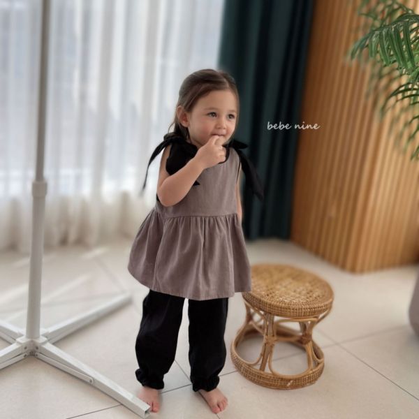 蝴蝶結綁帶背心裙擺上衣 姊妹裝 