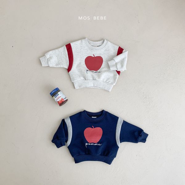 蘋果配色長袖T mosbebe korea,韓國童裝,質感代購,寶寶衣服