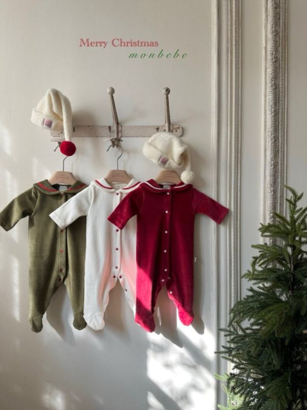 水手領寶寶踩腳連身服 節日色調 