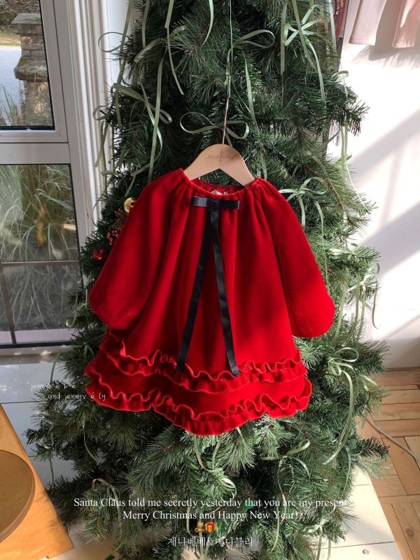 絲絨聖誕紅溫柔氣質連衣裙 