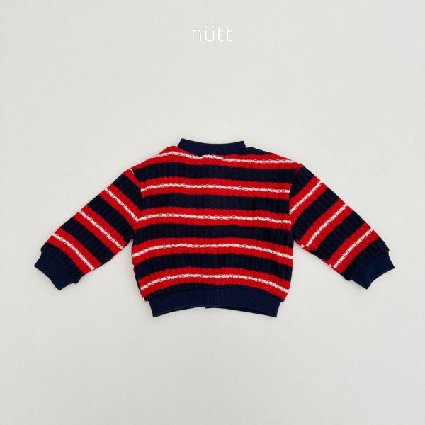 寬版條紋針織鈕扣外套 