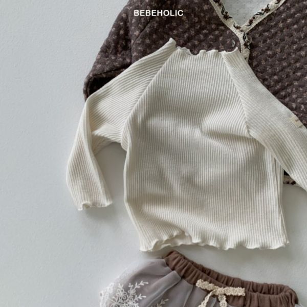 螺紋捲邊單色好搭長袖上衣 2025韓國秋季童裝新品,質感童裝,Bebe holic,奶茶寶寶穿搭