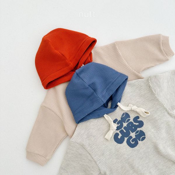 刺繡華夫格連帽T恤包屁衣 