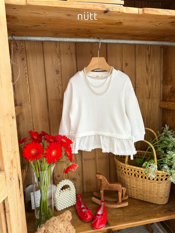 蕾絲下擺氣質長袖上衣 