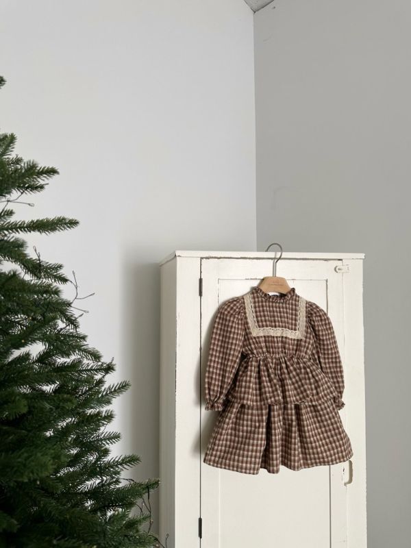 小童款 法式格紋洋裝 