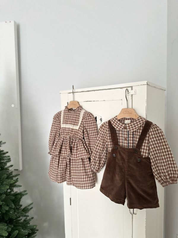 小童款 法式格紋洋裝 