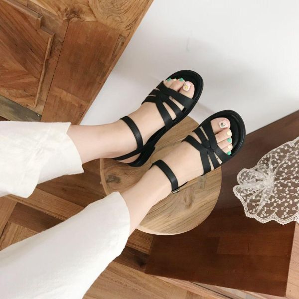 親子系列 交叉編織真皮質感涼鞋 親子鞋,正韓,韓國童鞋,韓國親子