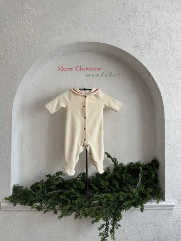 水手領寶寶踩腳連身服 節日色調 