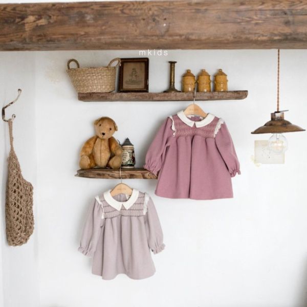 小莊園復古蕾絲領洋裝 