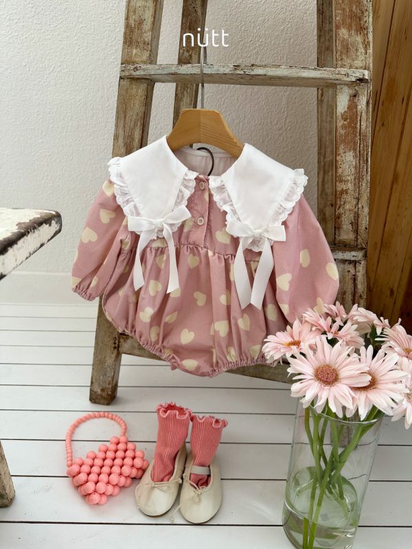 蝴蝶結大翻領愛心連身衣 姊妹裝 