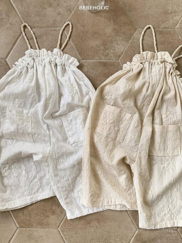 束口袋寶寶吊帶裝 Bebe holic Korea,韓國童裝,韓國Bebe holic,奶茶系寶寶,女寶穿搭