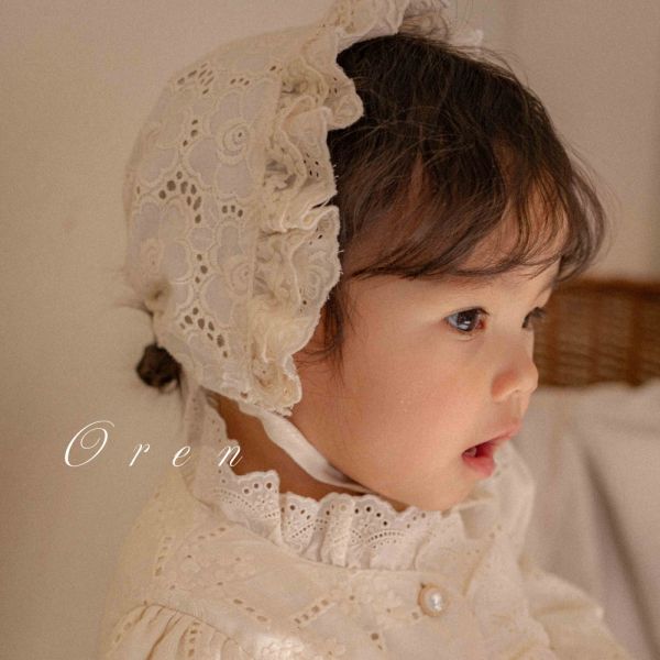 Bebe-Briante奶油色雙層蕾絲帽 小配件 
