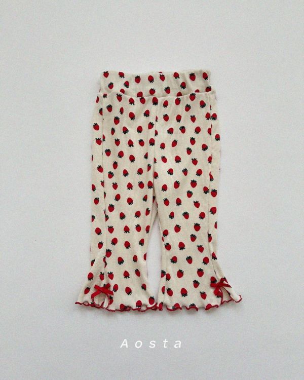 蝴蝶結木耳卷彈性啦叭褲 