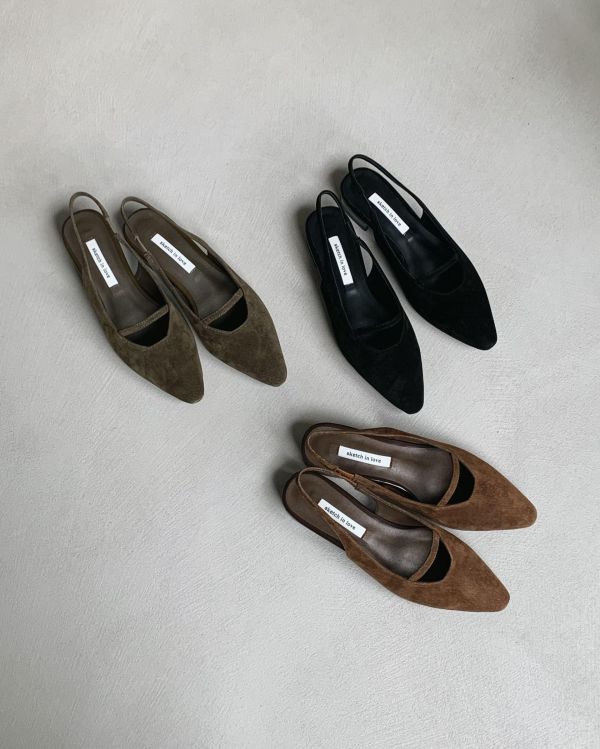 真皮線條感北歐自然系色調後繫帶鞋 